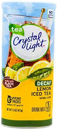 Crystal Light Sugar-Free Decaffeinated Lemon Iced Tea Naturally Flavored Powdered Drink Mix 6 Count Pitcher Packets
