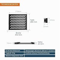 Tecmojo 10 Zoll 0,5HE 200mm Tief Fachboden, Befestigung Vorne für 10" Serverschränke,Bodenplatte mit Lüftungsöffnungen, Verbesserte Luftzirkulation, 2 Stück, Schwarz – Ansicht 2