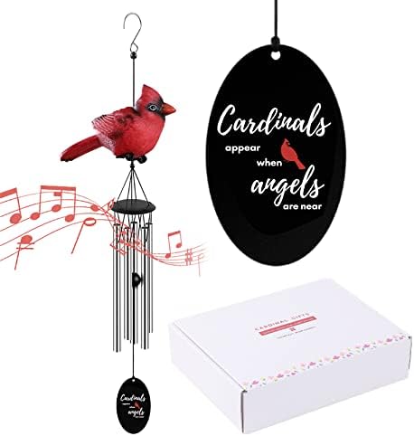 YOUNTASY Cardinal Gifts, Cardinal Wind Chimes, Cardinal Memorial Gifts for Loss of Loved One, Sympathy Gift Ideas for Bereavement, Condolence, Remembrance, Red Cardinal Figurine Decor, 26" Small Size