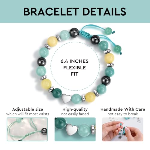 Adjustable Nature Stone Heart Bracelet Birthday Gifts for age: 5-9 Year Old Daughter Daughter Big Sister Teen Girls Granddaughter Niece, Birthday Christmas Gifts for Boy, Nephew, Grandson-652