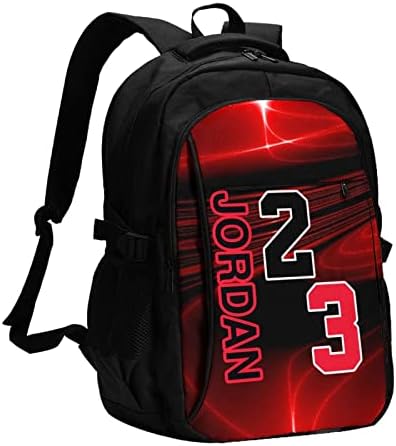 Basketball Jordan Fans 16IN Laptop Backpack Work Travel College Anti Theft Durable Travel Daypack With Usb Charging Port Best Gift For Men Women