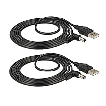 TENINYU USB 2.0 A ذكر إلى الزاوية اليمنى 90 درجة DC 5.5x2.1mm 5 فولت 24AWG DC Barrel Jack Power Cable 3FT Max 2.5 Ampere Power Cable، Center PIN Positive، 2Pack