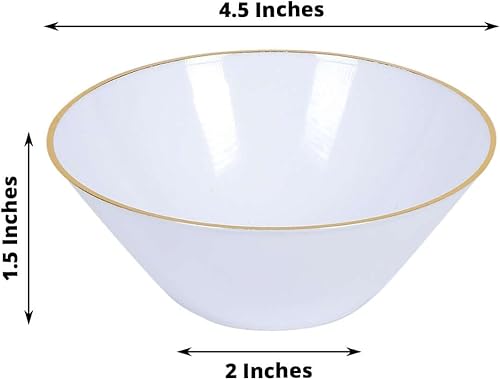 Miniatura 27 de Efavormart - Paquete de 10 platos redondos de plástico martillado transparente de 9 pulgadas para aperitivos de postres con borde dorado, plato