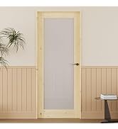 1-Lite Tempered Frosted Glass Pine Wood Door