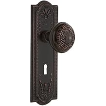Nostalgic Warehouse Meadows Plate with Keyhole Privacy Egg & Dart Door Knob in Timeless Bronze
