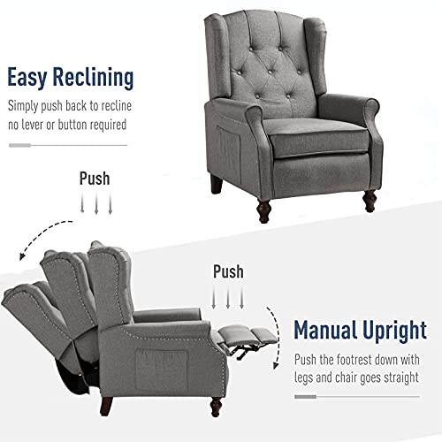 Samery Wingback Recliner Chair With Massage And Heat- Accent Chair Push Back Chair For Living Room Bedroom, Tufted Comfy Reclining Arm Chair Sofa, Reading, Napping #TOP1