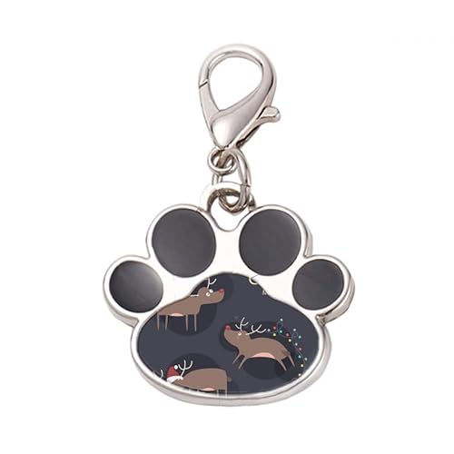 DIYthinker?mas Reindeer Moose Pattern Pet Tag Keychain Dog Cat ID