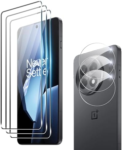 for OnePlus 13R Screen Protector with Camera Lens Protector, 9H Hardness Anti-Scratch Tempered Glass flim, Case Friendly, Anti-Scratch (3+3 PACK)