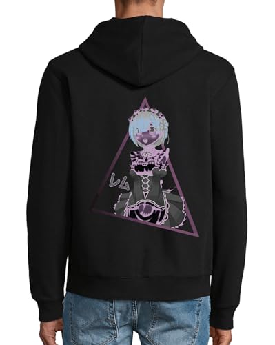 Atspauda ANIME 181 Sweat à capuche en coton mélangé avec fermeture éclair Noir, Noir , XXL