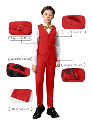 Image of Toddler Suits Slim Fit Suit for Boys,Formal Tuxedo Ring Bearer Outfit Kids Dress Clothes for Wedding,Adjustable Waist