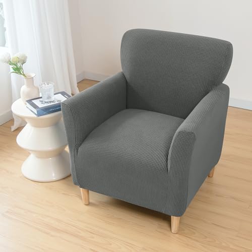 Stretch Banquet Chair Covers: 1Piece Luxury Knitted Armchair Slipcovers Latest Nonslip Solid Color Arm Chair Cover for Office Reception Reading Sofa (A-Dark Gray) by MINGPINHUIUS - Image 7
