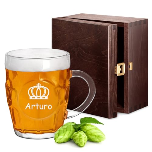 Maverton Boccale birra con incisione - bicchiere da birra personalizzato 500 ml con manico per uomo - calice birra - bicchieri personalizzati con nome - per compleanno - King