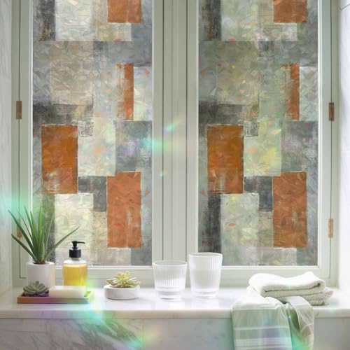 Película decorativa para ventana efecto arcoíris 19.6" x 39.3" 2 piezas miniatura 3