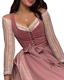 dalamirra Damen Dirndl Kleid mit Schürze Traditionelles Kostüm für Oktoberfest