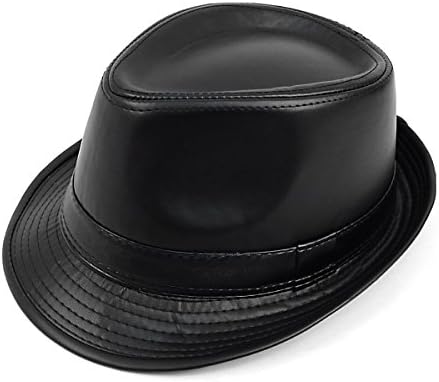 FedoraSale Faux Leather Fedora Hat - Black