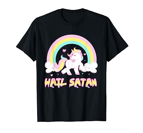 Hail Satan Unicorn Funny Unicorn Death Metal Rock Music Camiseta