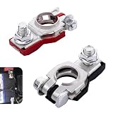 Bouzuny 2PCS Battery Terminal Connectors, Positive & Negative | Galvanized Iron Auto Battery Cable Terminal Top Post with Plastic Bottoms, 243407F000 243407F001, Universal for Most Cars