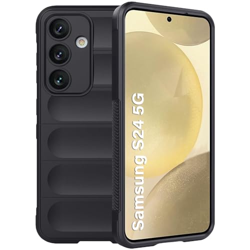 Image of TheGiftKart Liquid Silicon Back Cover Case for Samsung Galaxy S24 5G | Shockproof Military Grade Protection | Micro-Fibre Cloth On Inner Side | Built-in Anti-Slip Grip Samsung S24 Cover (TPU, Black)