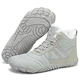 Mishansha Mens Womens Winter Barefoot Shoes Wide Toe Box Warm Lined Winter Boots Zero Drop Sole Light Green Size 8 Women/6 Men