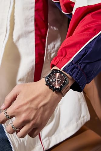 Image of Daniel Hechter Paris Bercy Collection Modern Multi Functional Watch for Men with Square Dial and Stainless Steel Strap