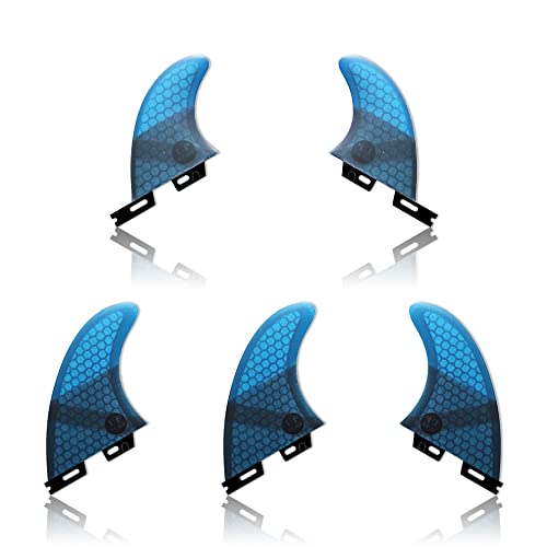UPSURF Tabla de Surf FCS II Aletas Fibra de Vidrio Tri - Quad Fin Set Tener Panal para Surf Paddle Board (Azul G5+GL) Cover