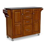 Home Styles Create-a-Cart Medium Cherry Kitchen Cart with Black Granite Top, Solid Wood Construction, Adjustable Shelves, Towel Bar, and Spice Rack