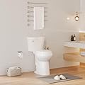 ADA Height Two-Piece Toilet 21 inch Round Bowl with Side Lever Flush, Tall Ceramic Toilet with Soft Close Seat for Seniors, Easy to Install for Compact Bathrooms