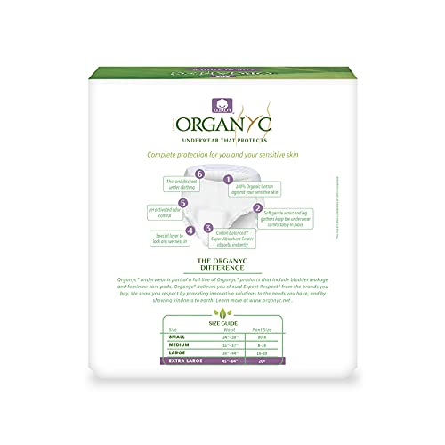Image of Organyc Bladder Control Underwear for Women - X-Large, 12 Count, Organic Cotton, No Leaks, No Odor, No Irritation