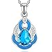 Aotiwe Pendentif Collier Femme, Cadeau Bijoux Femme Goutte d'eau Or Blanc Plaqué avec Bleu Poire Pierre de Verre