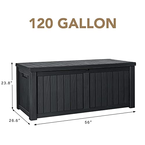 Devoko 120 Gallon Resin Deck Box Waterproof Indoor Outdoor Storage Box Lockable Large Storage Container For Patio Furniture Cushions, Pool Toys And Garden Tools #TOP1