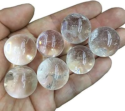 MOKACRYSTAL 20MM Natural Clear Quartz Stone Circular Sphere Crystals 7pc