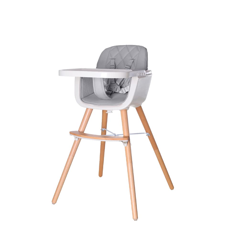 PLASTIMYR - Trona Woody | Diseño atractivo y minimalista | Trona o silla junior | Arnés de seguridad 5 puntos | Silla para comer bebé portátil, Woody Gris 50x65x85cm