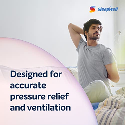 Image of Sleepwell Ortho PRO Profiled Foam 8- inch Single Bed Size, Impressions Memory Foam Mattress with Airvent Cool Gel Technology (72x42x8, Medium Firm, Grey)
