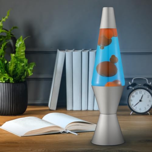 Lava Lamp 2117, Orange Wax, Blue Liquid, Silver Base and Cap, Original 14.5 inch Lava® Motion Lamp to Illuminate Your Mood - Image 3