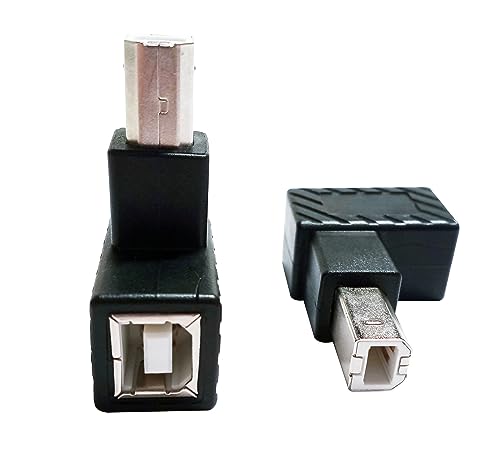 SHANFEILU Adattatore per stampante USB 2.0 tipo B a 90 gradi da USB 2.0 B maschio a tipo B femmina connettore di estensione per stampa e trasferimento dati per stampanti scanner fax HDD 2 pezzi
