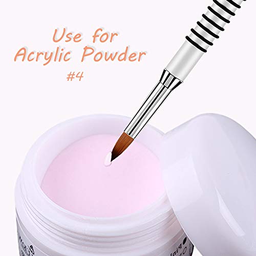 Accmor 3D Nail Art Brush For Acrylic Powder, Kolinsky Acrylic Nail Brush, Silver Metal With Non-Slip Handle (Size # 4) #TOP2