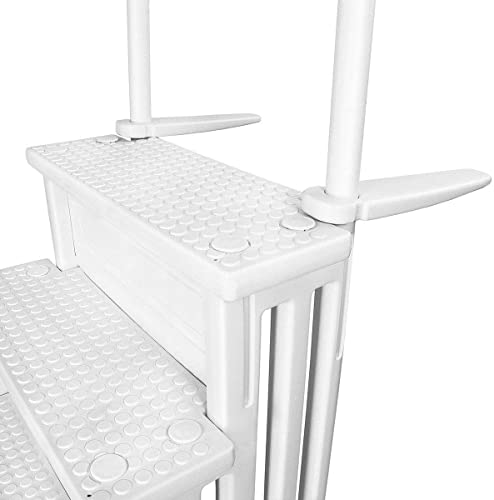 Aqua Select Anti-Slip in-Pool Steps | White | for Above Ground Swimming Pools | Can Mount to Decks 48" to 54" H | Safety Stairs Capacity Up to 300 lbs