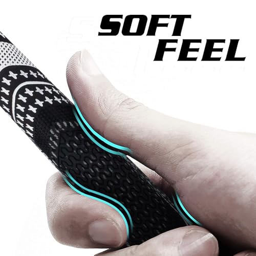 Multi -Compound Golf Grips,Mid Size All-Weather Control Thread Technology Rubber Combine with Carbon Yard, Anti-Slip-Set of 13(Black, Midsize) - Thumbnail 3