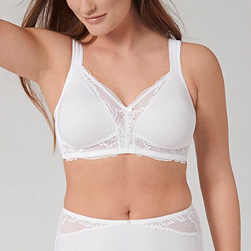 Triumph Damen Spitzen-BH Modern Lace+Cotton N, ohne Bügel, ohne Polsterung, Verstellbare Träger, 80A, Weiß – Ansicht 2