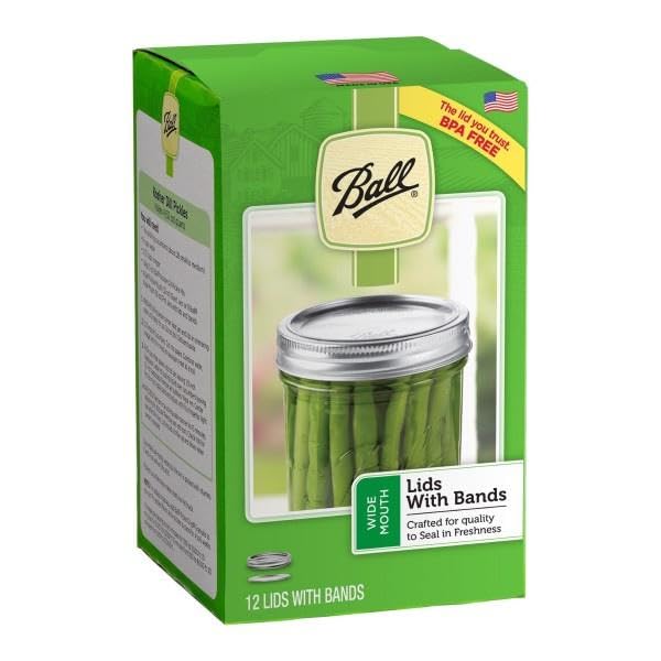 Ball Wide Mouth Lids and Ring Bands for Glass Mason Jars, Used for Canning, Pickling, Juice, Jam, Jelly 12-Count, Pack of 3 (36-Lids/Bands Total)