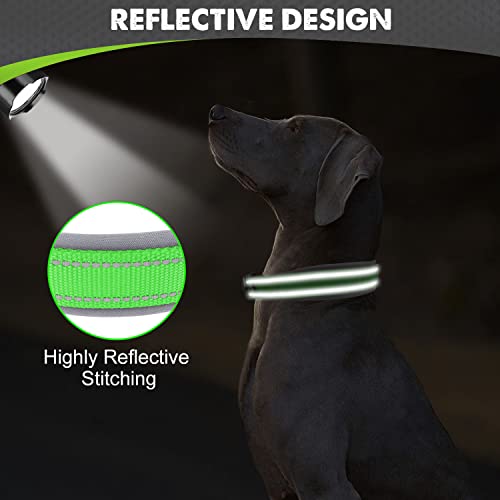Joytale Neoprene Padded Dog Collar For Large Dogs, 11 Colors, Reflective Wide Pet Collars With Durable Metal Belt Buckle, Adjustable Heavy Duty Nylon Dog Collar, Green #TOP3