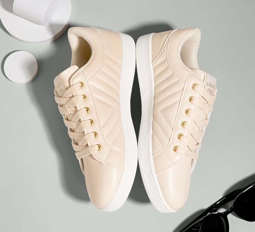 Image of LUCKY STEP Glitter Shoes Sparkly Bling Shiny Bedazzled Lace up Fashion Sneakers for Women