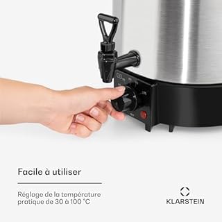 Klarstein Biggie Eco - Stérilisateur automatique et distributeur de boisson, 1000W, 30-100 °C, volume de 9L, robinet, voyants de contôle, grille de stérilisation fournie