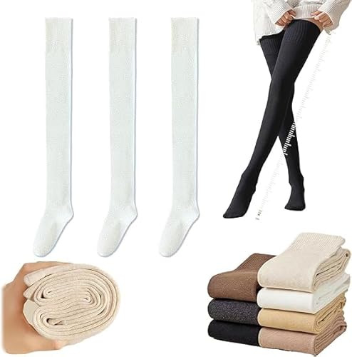 NMZXSTKN Calcetines de compresión extralargos para mujer, calcetines gruesos y cálidos hasta el muslo, material suave y transpirable, calcetines altos