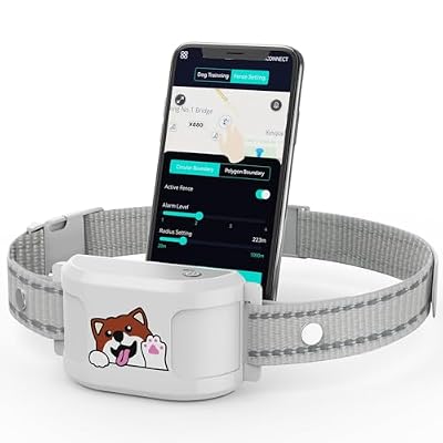 GPS Dog Fence, Wireless Training Collar- No Subscription Required, Customizable Boundaries via App 3280 FT, IPX7 Waterproof Rechargeable Collar, Smart Training Fence, Automatic Sleep/Wake