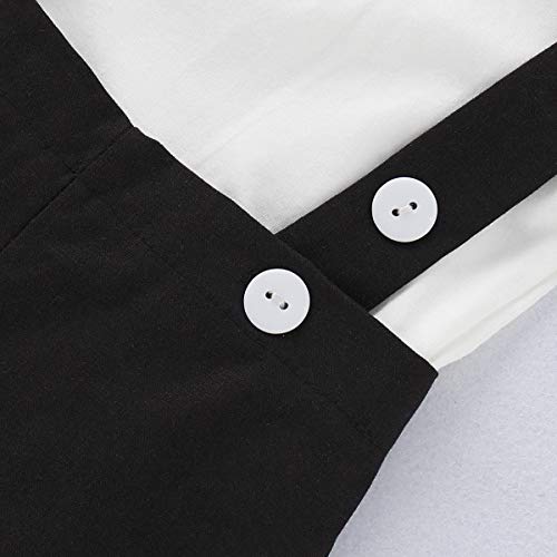 RUSHAIBAR Baby Boys Formal Outfits Suit Set Romper Suspenders Shorts Pants Bowtie Wedding Tuxedo Cake Smash Clothes black 0-6 Months - Thumbnail 5