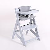 Ein moderner Holzhochstuhl, der mit Ihrem Kind mitwächst. Eine durchdachte Konstruktion ermöglicht eine Einstellung von einem jungen Baby bis zu einem Kleinkind. Das Kind sitzt am Tisch mit der ganzen Familie. Dieser Hochstuhl kann auch für grössere Kinder verwendet werden.