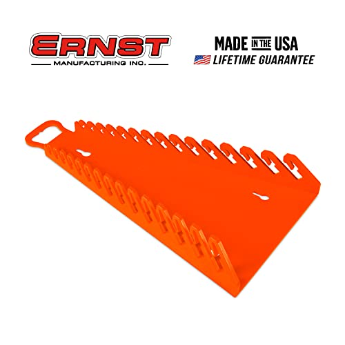 Image of Ernst Manufacturing 5157 Gripper Reverse Wrench Portable Wrench Organizer - Holds 1 /4 inch to 1 1 /8 inch and 6 to 20mm Tools, Durable Flexible Grip, 15 Tool Capacity, Orange