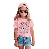 GLIGLITTR Toddler Baby Girls Halloween Shirt Ghoul Power Skull Tshirt Cute Skeleton Hand Tee Tops Spooky Season Fall Clothes(Pink1,3-4T)
