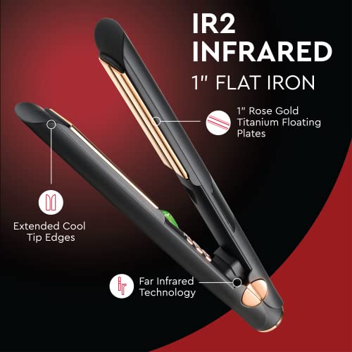 Sutra Professional Ir2 Flat Iron | Ionic Infrared, 1-Inch Rose Gold Titanium Plate - Hair Straightener With Adjustable Digital Temperature, Auto Shut Off, Swivel Cord #TOP2